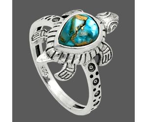 Tortoise - Spiny Oyster Turquoise Ring size-7 EXR06092 R-1076, 6x8 mm