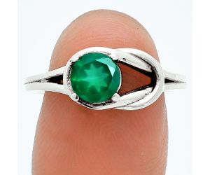 Green Onyx Ring size-7 EXR06105 R-1215, 6x6 mm