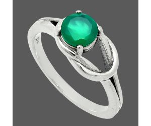 Green Onyx Ring size-7 EXR06105 R-1215, 6x6 mm