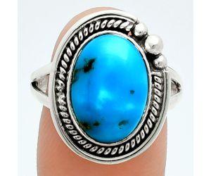 Natural Turquoise Morenci Mine Ring size-9 EXR06109 R-1148, 10x14 mm