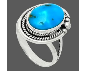 Natural Turquoise Morenci Mine Ring size-9 EXR06109 R-1148, 10x14 mm