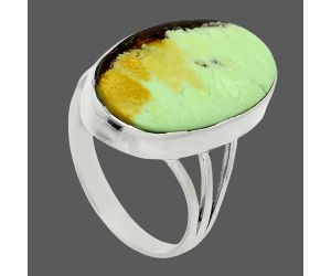 Lemon Chrysoprase Ring size-10 EXR06111 R-1003, 13x22 mm