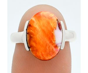 Kingman Orange Dahlia Turquoise Ring size-7 EXR06114 R-1173, 10x14 mm