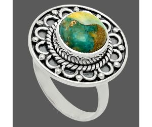 Spiny Oyster Turquoise Ring size-6 EXR06119 R-1256, 9x9 mm