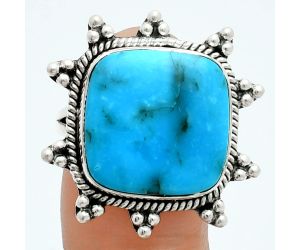 Natural Turquoise Morenci Mine Ring size-9 EXR06120 R-1234, 17x17 mm