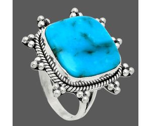 Natural Turquoise Morenci Mine Ring size-9 EXR06120 R-1234, 17x17 mm