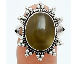 Smoky Quartz Cab Ring size-9.5 EXR06123 R-1234, 12x16 mm