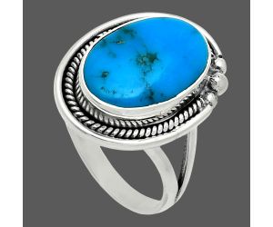 Natural Turquoise Morenci Mine Ring size-9.5 EXR06125 R-1148, 11x16 mm