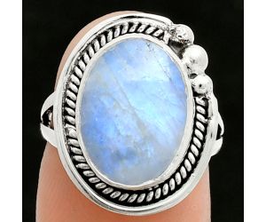 Rainbow Moonstone Ring size-6 EXR06131 R-1148, 10x14 mm