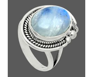 Rainbow Moonstone Ring size-6 EXR06131 R-1148, 10x14 mm