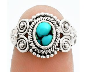 Lucky Charm Tibetan Turquoise Ring size-6 EXR06132 R-1280, 7x5 mm