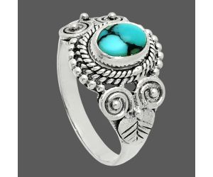 Lucky Charm Tibetan Turquoise Ring size-6 EXR06132 R-1280, 7x5 mm