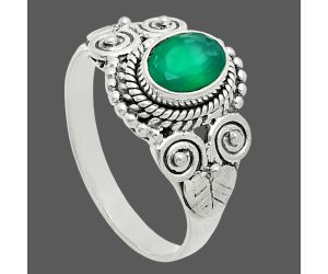 Green Onyx Ring size-8 EXR06134 R-1280, 7x5 mm