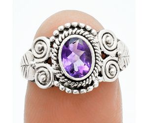 Amethyst Ring size-7.5 EXR06135 R-1280, 7x5 mm