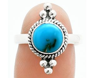 Natural Turquoise Morenci Mine Ring size-8 EXR06140 R-1127, 8x8 mm