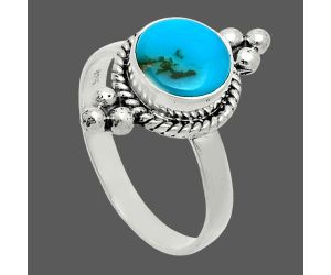 Natural Turquoise Morenci Mine Ring size-8 EXR06140 R-1127, 8x8 mm