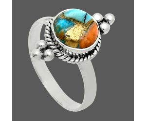 Spiny Oyster Turquoise Ring size-8 EXR06141 R-1127, 9x9 mm