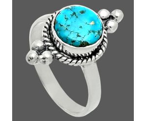 Natural Rare Turquoise Nevada Aztec Mt Ring size-7 EXR06143 R-1127, 7x5 mm