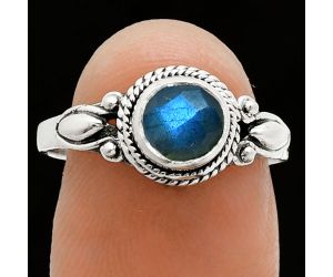 Blue Labradorite Checker Ring size-7.5 EXR06149 R-1345, 6x6 mm