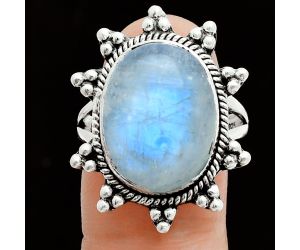 Rainbow Moonstone Ring size-9 EXR06159 R-1234, 13x17 mm