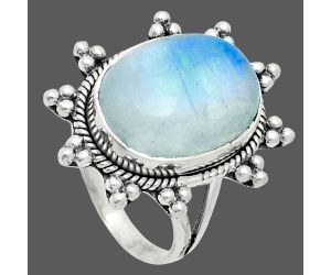 Rainbow Moonstone Ring size-9 EXR06159 R-1234, 13x17 mm