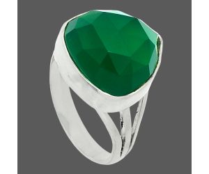 Green Onyx Checker Ring size-6 EXR06163 R-1008, 14x14 mm