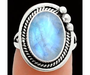 Rainbow Moonstone Ring size-6 EXR06169 R-1148, 10x14 mm