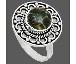 Turtella Jasper Ring size-8 EXR06171 R-1256, 9x9 mm