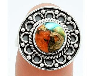 Spiny Oyster Turquoise Ring size-8 EXR06172 R-1256, 9x9 mm