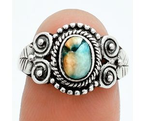 Spiny Oyster Turquoise Ring size-8 EXR06174 R-1280, 7x5 mm