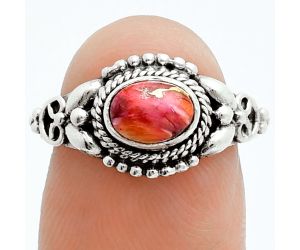 Kingman Orange Dahlia Turquoise Ring size-6 EXR06175 R-1286, 7x5 mm