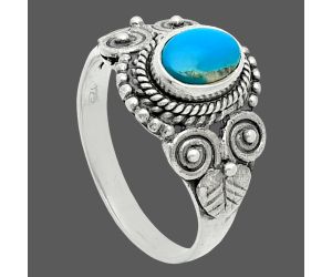 Natural Turquoise Morenci Mine Ring size-7 EXR06176 R-1280, 7x5 mm