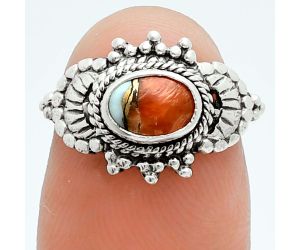 Spiny Oyster Turquoise Ring size-5 EXR06177 R-1726, 7x5 mm