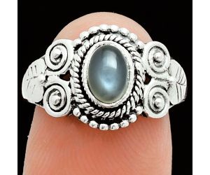 Gray Moonstone Ring size-8 EXR06178 R-1280, 7x5 mm