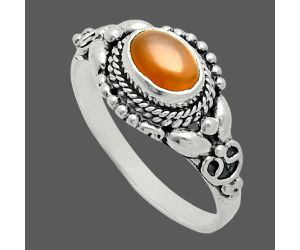 Peach Moonstone Ring size-8 EXR06179 R-1286, 7x5 mm