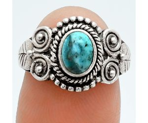 Natural Turquoise Morenci Mine Ring size-7 EXR06181 R-1280, 7x5 mm