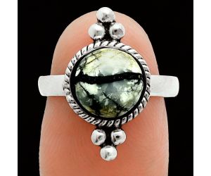 Authentic White Buffalo Turquoise Nevada Ring size-7 EXR06186 R-1127, 9x9 mm