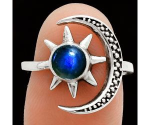 Star Moon Adjustable - Blue Labradorite Ring size-7 EXR06189 R-1015, 6x6 mm