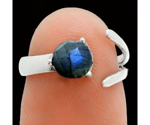 Adjustable - Blue Labradorite Checker Ring size-5 EXR06190 R-1176, 6x6 mm