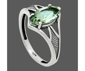 Prasiolite (Green Amethyst) Ring size-8.5 EXR06191 R-1727, 6x12 mm