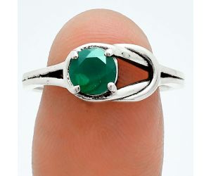 Green Onyx Ring size-8.5 EXR06193 R-1215, 6x6 mm