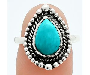 Natural Rare Turquoise Nevada Aztec Mt Ring size-9 EXR06203 R-1154, 8x12 mm