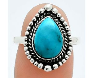 Natural Turquoise Morenci Mine Ring size-9 EXR06204 R-1154, 8x12 mm