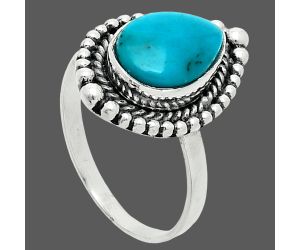 Natural Turquoise Morenci Mine Ring size-9 EXR06204 R-1154, 8x12 mm