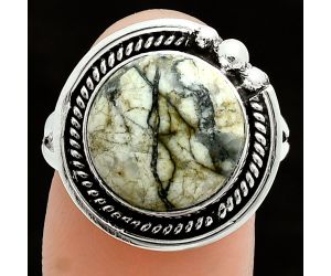 Authentic White Buffalo Turquoise Nevada Ring size-9 EXR06207 R-1148, 12x12 mm