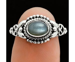 Gray Moonstone Ring size-7.5 EXR06217 R-1286, 7x5 mm