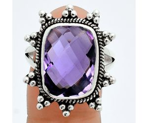 Amethyst Checker Briolette Ring size-9.5 EXR06223 R-1234, 12x16 mm