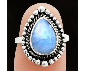 Rainbow Moonstone Ring size-6 EXR06239 R-1154, 8x12 mm