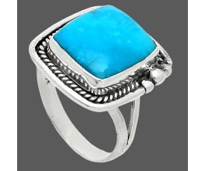 Natural Turquoise Morenci Mine Ring size-9 EXR06243 R-1148, 12x14 mm