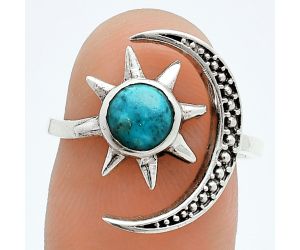 Star Moon - Natural Turquoise Morenci Mine Ring size-6.5 EXR06253 R-1015, 6x6 mm